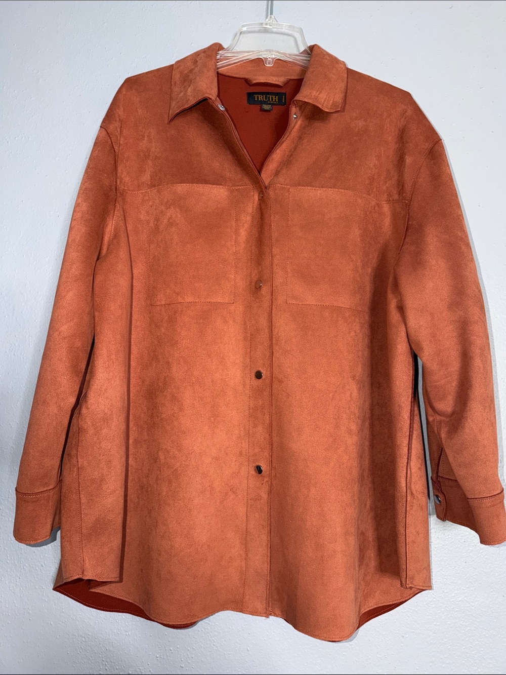 TRUTH Burnt Orange Suede-Look Button Shirt Jacket